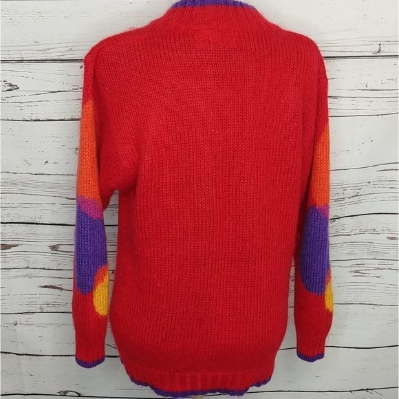 Vintage Tarazzia Red Geometric Mohair Sweater - Picture 5 of 7